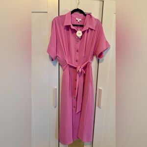Oddi Airflow Pink Button-Up Dress